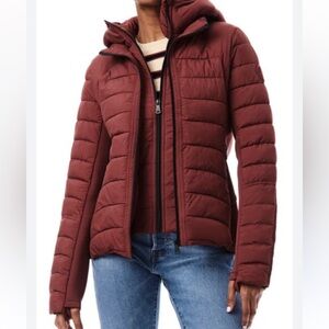 Bernardo Burgundy Puffer Jacket with Hood